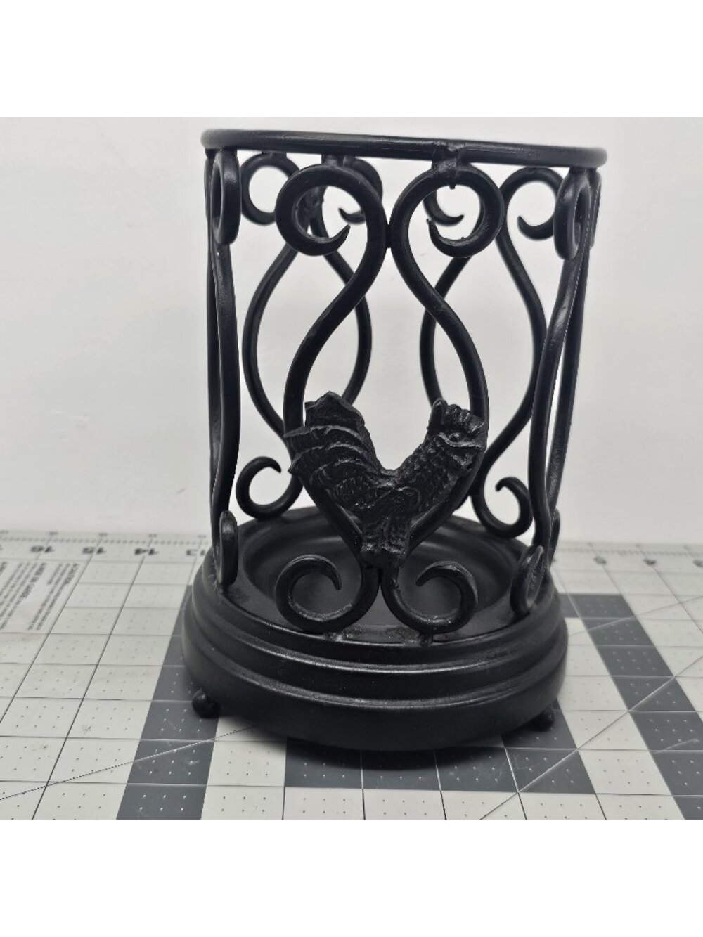 Vintage Wrought Iron Scroll Utensil Holder Rooster Countertop Kitchen...